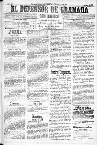 'El Defensor de Granada  : diario político independiente' - Año XIV Número 6453 2ª ed. - 1893 Noviembre 16