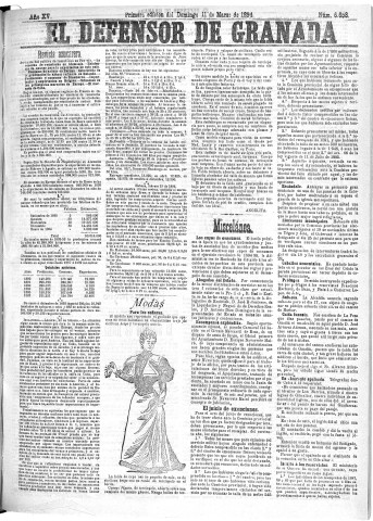 'El Defensor de Granada  : diario político independiente' - Año XV Número 6657 1ª ed. - 1894 Marzo 11