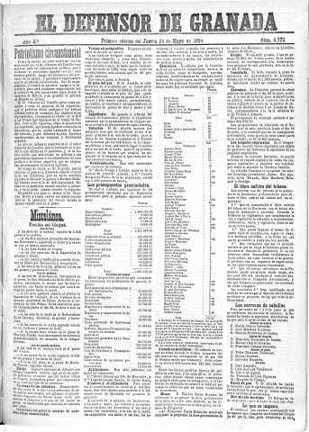 'El Defensor de Granada  : diario político independiente' - Año XV Número 6779 1ª ed. - 1894 Mayo 24