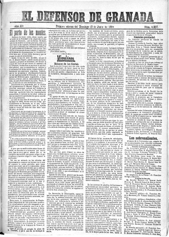'El Defensor de Granada  : diario político independiente' - Año XV Número 6807 1ª ed. - 1894 Junio 10