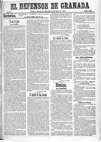 'El Defensor de Granada  : diario político independiente' - Año XV Número 6811 1ª ed. - 1894 Junio 13
