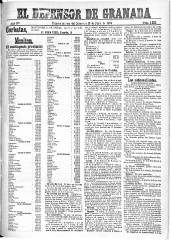 'El Defensor de Granada  : diario político independiente' - Año XV Número 6823 1ª ed. - 1894 Junio 20