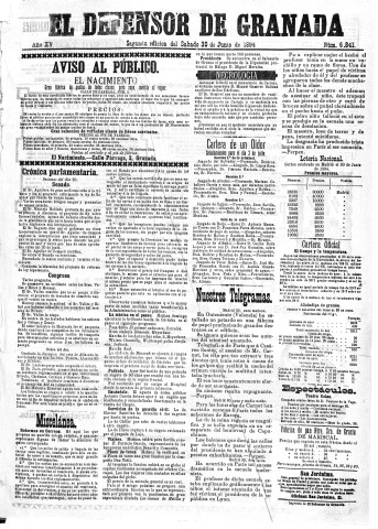 'El Defensor de Granada  : diario político independiente' - Año XV Número 6841 2ª ed. - 1894 Junio 30