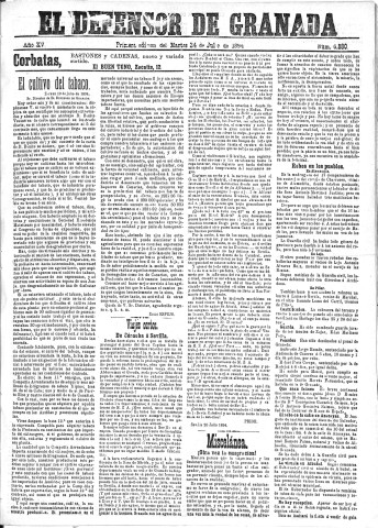 'El Defensor de Granada  : diario político independiente' - Año XV Número 6880 1ª ed. - 1894 Julio 24