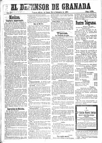 'El Defensor de Granada  : diario político independiente' - Año XV Número 6984 1ª ed. - 1894 Septiembre 24