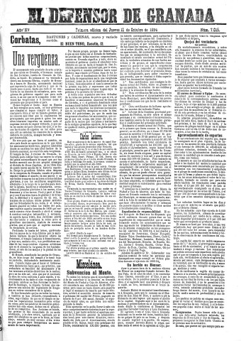 'El Defensor de Granada  : diario político independiente' - Año XV Número 7015 1ª ed. - 1894 Octubre 11