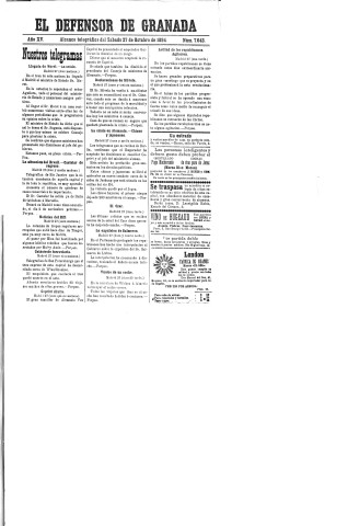 'El Defensor de Granada  : diario político independiente' - Año XV Número 7043  - 1894 Octubre 27