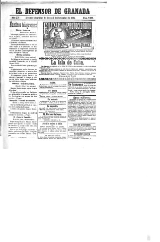 'El Defensor de Granada  : diario político independiente' - Año XV Número 7057  - 1894 Noviembre 05