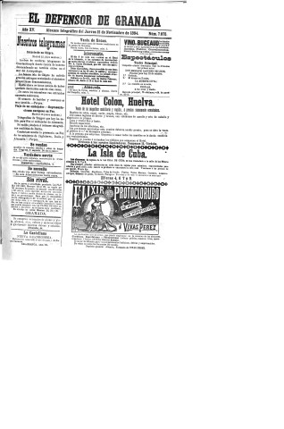 'El Defensor de Granada  : diario político independiente' - Año XV Número 7075  - 1894 Noviembre 15