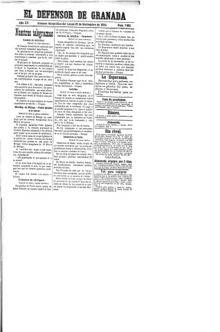 'El Defensor de Granada  : diario político independiente' - Año XV Número 7081  - 1894 Noviembre 19