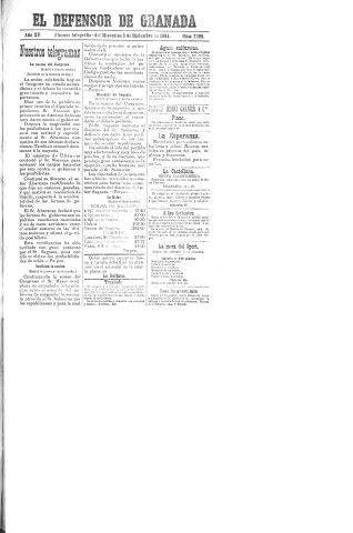 'El Defensor de Granada  : diario político independiente' - Año XV Número 7106  - 1894 Diciembre 05