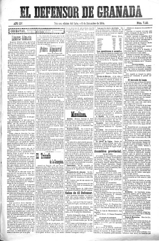 'El Defensor de Granada  : diario político independiente' - Año XV Número 7110 1ª ed. - 1894 Diciembre 08