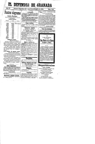 'El Defensor de Granada  : diario político independiente' - Año XV Número 7144  - 1894 Diciembre 31