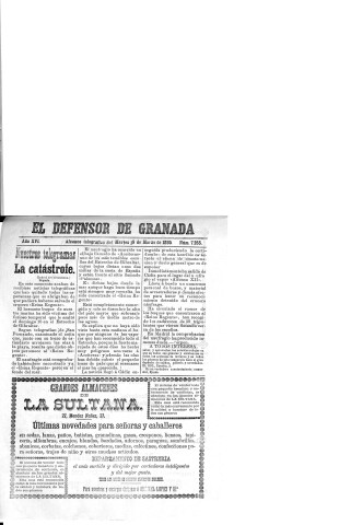 'El Defensor de Granada  : diario político independiente' - Año XVI Número 7255  - 1895 Marzo 19
