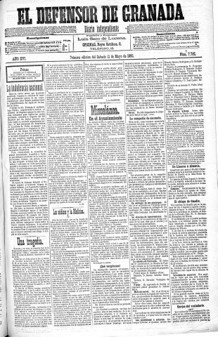 'El Defensor de Granada  : diario político independiente' - Año XVI Número 7782 1ª ed. - 1895 Mayo 11