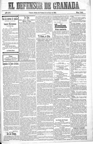 'El Defensor de Granada  : diario político independiente' - Año XVI Número 7842 1ª ed. - 1895 Junio 21