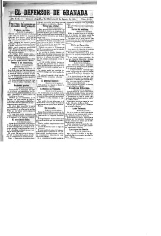 'El Defensor de Granada  : diario político independiente' - Año XVI Número 7925  - 1895 Agosto 21