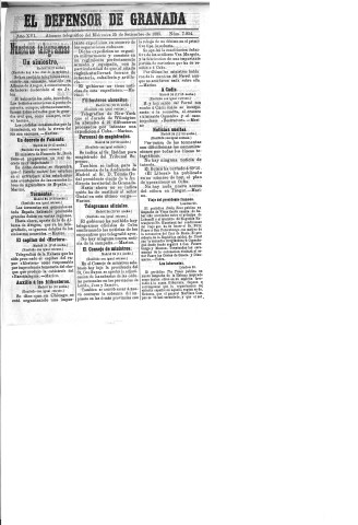 'El Defensor de Granada  : diario político independiente' - Año XVI Número 7934  - 1895 Septiembre 25