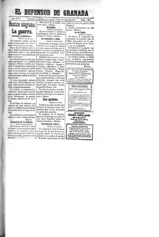 'El Defensor de Granada  : diario político independiente' - Año XVI Número 7959  - 1895 Octubre 14