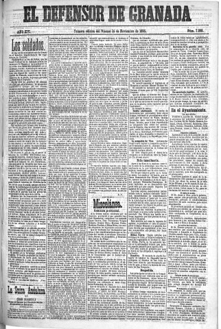 'El Defensor de Granada  : diario político independiente' - Año XVI Número 7998 1ª ed. - 1895 Noviembre 15
