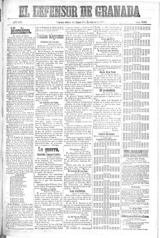 'El Defensor de Granada  : diario político independiente' - Año XVI Número 8016 1ª ed. - 1895 Diciembre 02