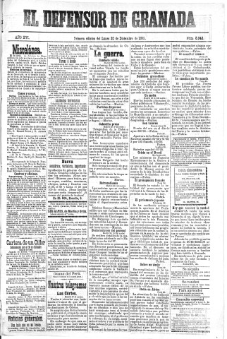 'El Defensor de Granada  : diario político independiente' - Año XVI Número 8043 1ª ed. - 1895 Diciembre 30