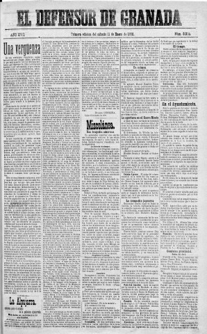 'El Defensor de Granada  : diario político independiente' - Año XVII Número 8055 1ª ed. - 1896 Enero 11