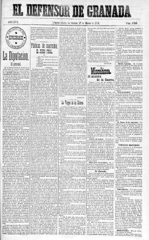 'El Defensor de Granada  : diario político independiente' - Año XVIII Número 9045 1ª ed. - 1896 Marzo 27