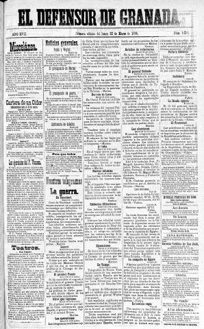 'El Defensor de Granada  : diario político independiente' - Año XVII Número 9051 1ª ed. - 1896 Marzo 30