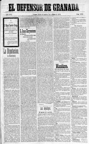 'El Defensor de Granada  : diario político independiente' - Año XVII Número 9052 1ª ed. - 1896 Marzo 31