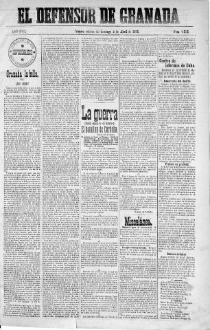 'El Defensor de Granada  : diario político independiente' - Año XVII Número 9058 1ª ed. - 1896 Abril 05