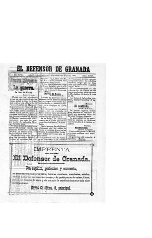 'El Defensor de Granada  : diario político independiente' - Año XVII Número 9062  - 1896 Abril 08