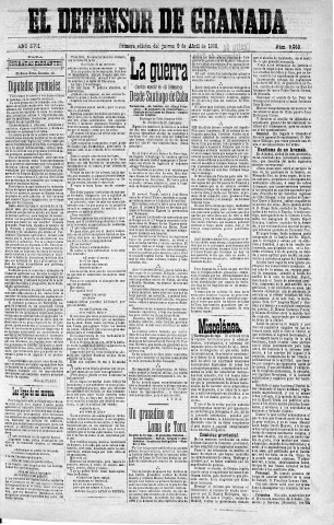 'El Defensor de Granada  : diario político independiente' - Año XVII Número 9062 1ª ed. - 1896 Abril 09