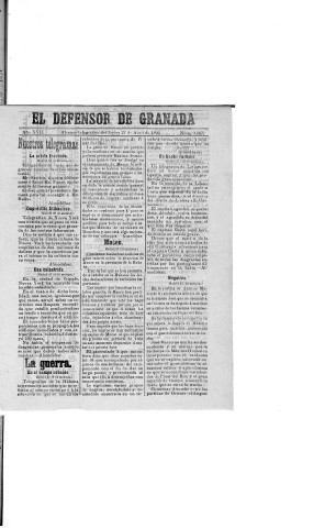 'El Defensor de Granada  : diario político independiente' - Año XVII Número 9087  - 1896 Abril 27
