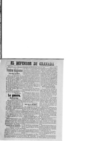 'El Defensor de Granada  : diario político independiente' - Año XVII Número 9089  - 1896 Abril 28