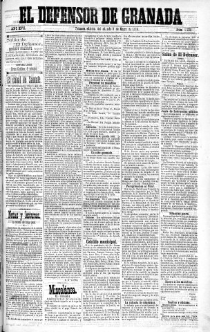 'El Defensor de Granada  : diario político independiente' - Año XVII Número 9108 1ª ed. - 1896 Mayo 09