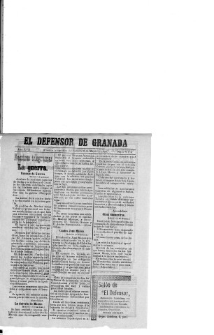 'El Defensor de Granada  : diario político independiente' - Año XVII Número 9109  - 1896 Mayo 09