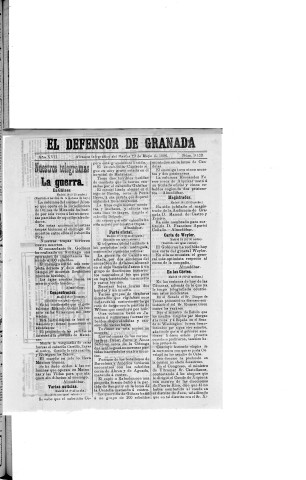 'El Defensor de Granada  : diario político independiente' - Año XVII Número 9124  - 1896 Mayo 19