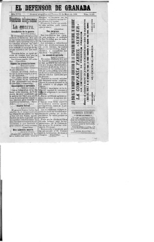 'El Defensor de Granada  : diario político independiente' - Año XVII Número 9130  - 1896 Mayo 22