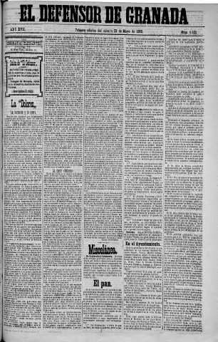 'El Defensor de Granada  : diario político independiente' - Año XVII Número 9132 1ª ed. - 1896 Mayo 23