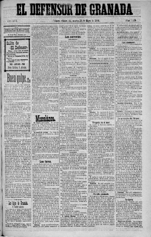 'El Defensor de Granada  : diario político independiente' - Año XVII Número 9136 1ª ed. - 1896 Mayo 26