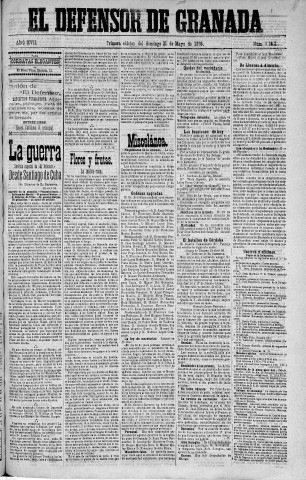 'El Defensor de Granada  : diario político independiente' - Año XVII Número 9142 1ª ed. - 1896 Mayo 31