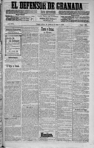 'El Defensor de Granada  : diario político independiente' - Año XVII Número 9146 1ª ed. - 1896 Junio 04
