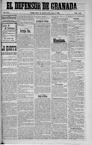 'El Defensor de Granada  : diario político independiente' - Año XVII Número 9152 1ª ed. - 1896 Junio 10