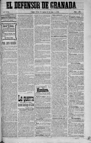'El Defensor de Granada  : diario político independiente' - Año XVII Número 9158 1ª ed. - 1896 Junio 16