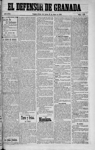 'El Defensor de Granada  : diario político independiente' - Año XVII Número 9160 1ª ed. - 1896 Junio 18
