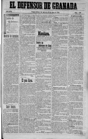 'El Defensor de Granada  : diario político independiente' - Año XVII Número 9168 1ª ed. - 1896 Junio 24