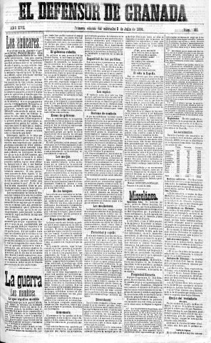 'El Defensor de Granada  : diario político independiente' - Año XVII Número 9185 1ª ed. - 1896 Julio 08