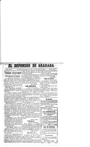 'El Defensor de Granada  : diario político independiente' - Año XVII Número 9194  - 1896 Julio 13