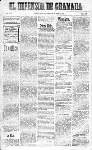 'El Defensor de Granada  : diario político independiente' - Año XVII Número 9195 1ª ed. - 1896 Julio 15